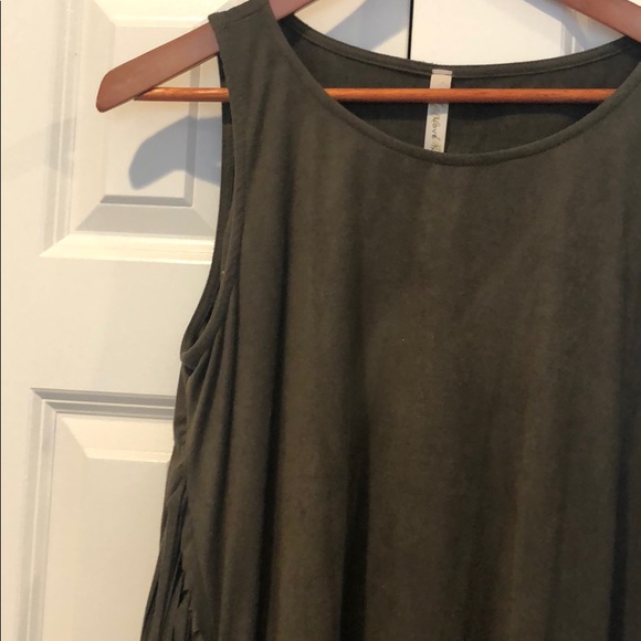 Army green suede dress - Picture 3 of 4